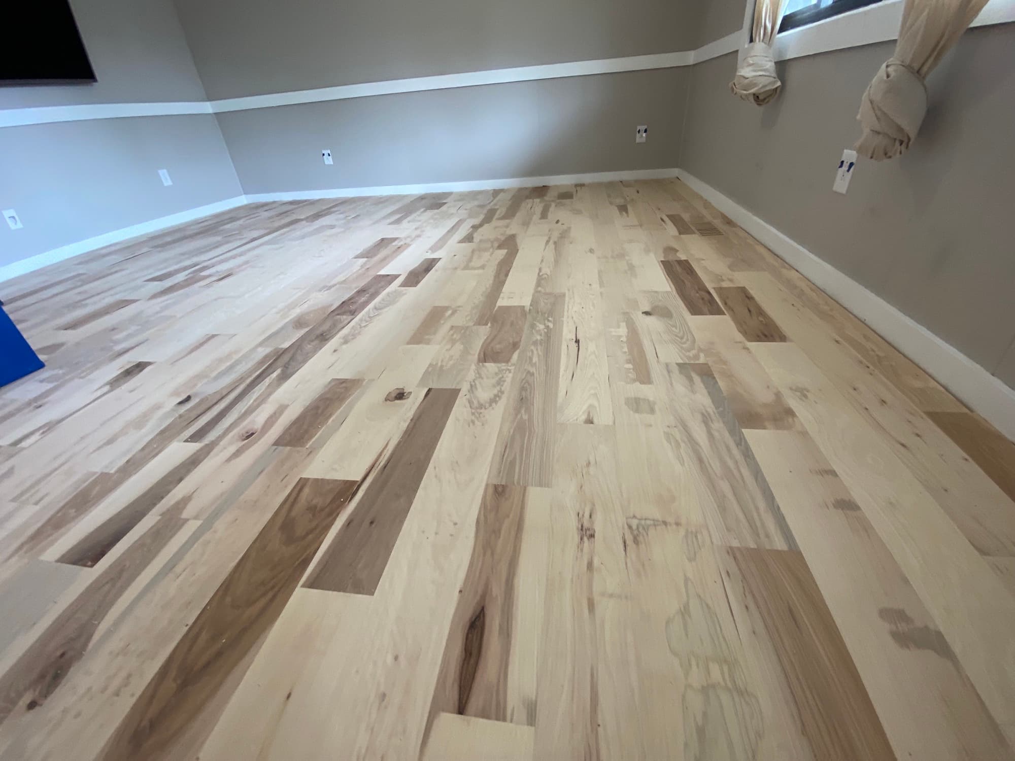 Hickory hardwood floor installation in Wendell NC by 12th And Oak Floor Co.